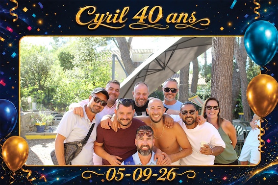 Protégé : 40 ans de Cyril, location de photobooth à Fuveau.